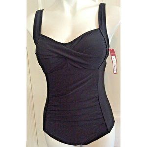 MED Merona Black Swimsuit Sexy One Piece High Back NEW w/ Tags